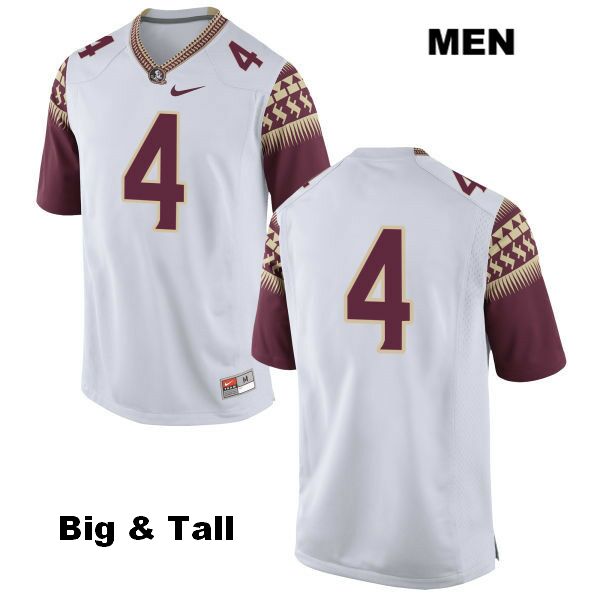 Men's NCAA Nike Florida State Seminoles #4 Tarvarus McFadden College Big & Tall No Name White Stitched Authentic Football Jersey MDM7569YS
